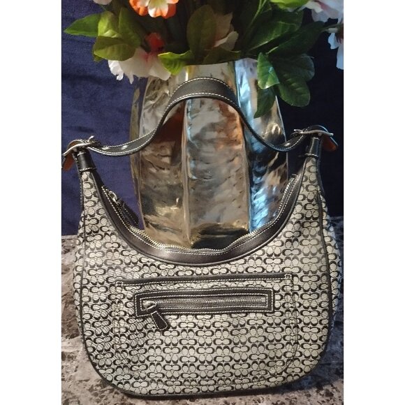 Coach - Authentic Black & Grey Signature Soho Hobo Handbag - Picture 2 of 6